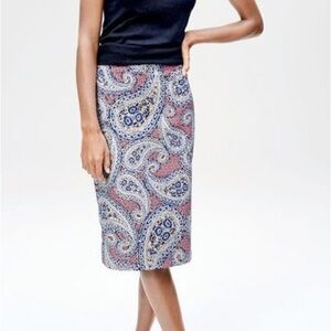 J. CREW No. 2 Pencil Skirt in Royal Paisley